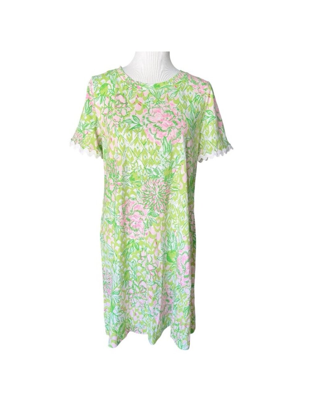 Lilly Pulitzer Cody Short Sleeve Dress Fauna Green Lime Feeling Good Large NEW